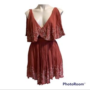 Free People Sylvia Beaded Plisse Wrap Dress